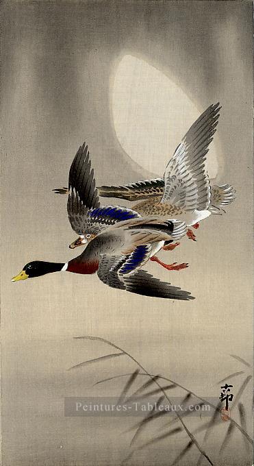 Canards colverts et Lune Ohara KOSON Shin Hanga Peintures à l'huile
